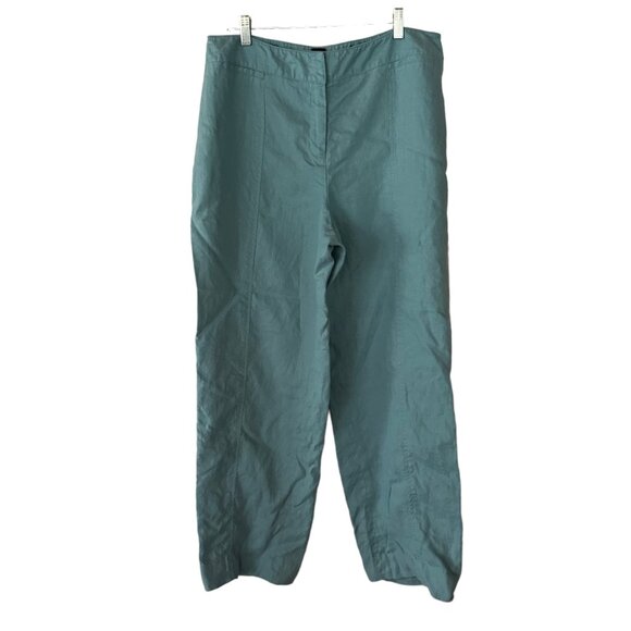 Rafaella Linen Pants Aqua Size 16 Lined Casual Trousers High Waist Taper - Picture 1 of 6